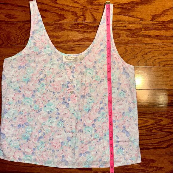 Vintage Victoria’s Secret Gold Label Pastel Floral Sleep Tank Top Size Medium - Picture 9 of 9